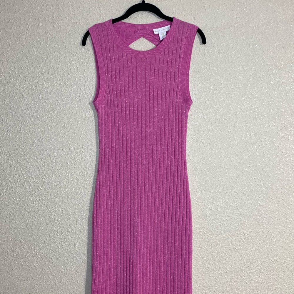 House of Harlow 1960 Pink Knit Dress with Metallic Threads NWT Size Medium